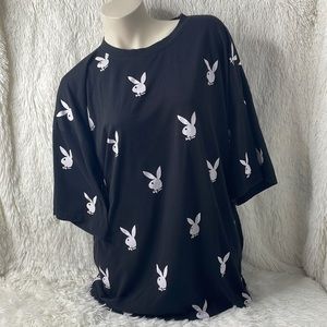 Playboy X Missguided Black Repeat Print Oversized